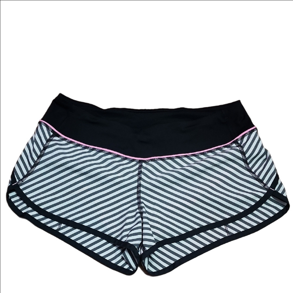 lululemon athletica Black and White Striped Women's Athletic Shorts